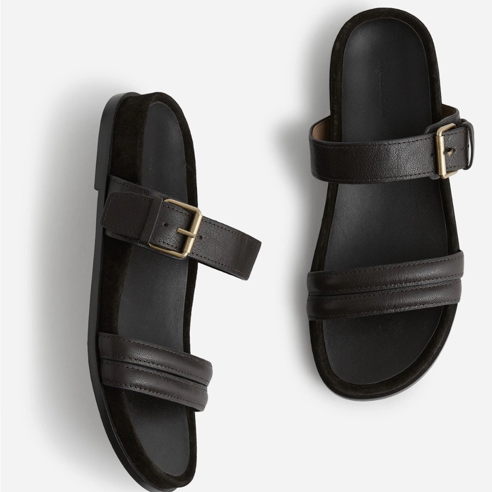 Madewell The Dara Double-Strap Slide Sandal | Dark Carob | Size 10.5